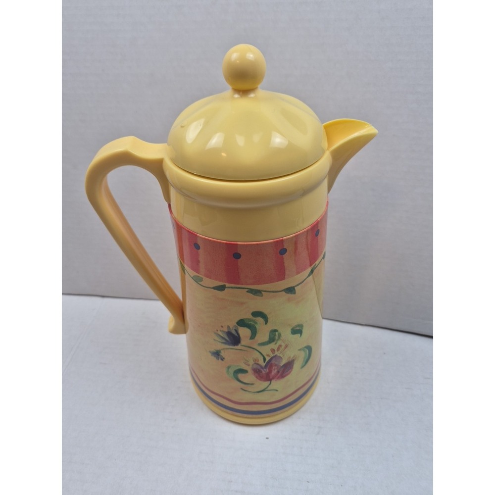 Pfaltzgraff Napoli Plastic Carafe Thermos Insulated With Lid Yellow Flowers Oggi